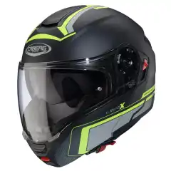 Caberg Levo X MC åpningshjelm er en toppmodell fra Caberg laget i lett fiberkompositt (fiberglass, kevlar og karbon). Den kombinerer panoramavisir, integrert solvisir og avansert ventilasjon for maksimal komfort og sikkerhet på tur.
Hjelmen er ECE 22.06-godkjent, og kan brukes både med åpen og lukket hakebøyle. Med Pinlock Max Vision antidugg, Quick-release visirsystem, og micrometric hurtiglås, får du en premium hjelm som er både praktisk og trygg.
Perfekt for touring og eventyrkjøring – komfort, stil og funksjonalitet i én hjelm.