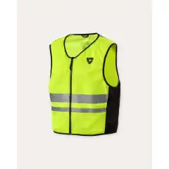 REV&rsquo;IT! Athos 3 Air Refleksvest i neon gul er en lett, pustende og tettsittende MC-vest som gir maksimal synlighet i b&aring;de dagslys og m&oslash;rke. Med 3M&trade; Scotchlite&trade; reflekspaneler, ventilert mesh, elastiske paneler og slim fit-passform sitter den stabilt over MC-jakken og gir ekstra trygghet uten &aring; flagre i fart.