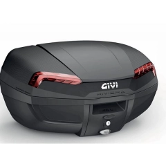 Toppboks Riviera Monolock givi 46 ltr sort med røde reflekser.