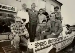 En gruppe ansatte i Speed Motorcenter på 80-tallet, MC, Speed Motorcenter, Sandefjord