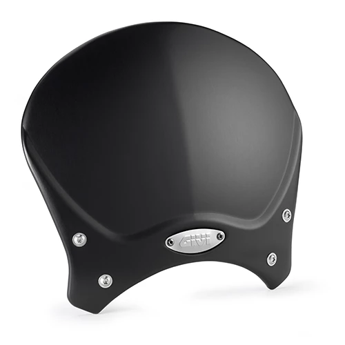 Vindskjerm i sort aluminium med cafe racer design 20,5 X 26,5 (HXB)