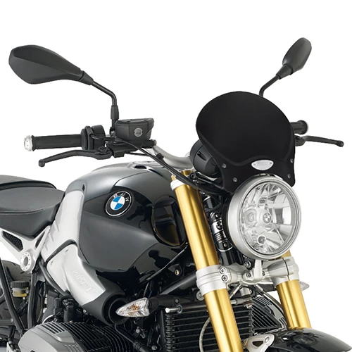 Vindskjerm i sort aluminium med cafe racer design 20,5 X 26,5 (HXB)