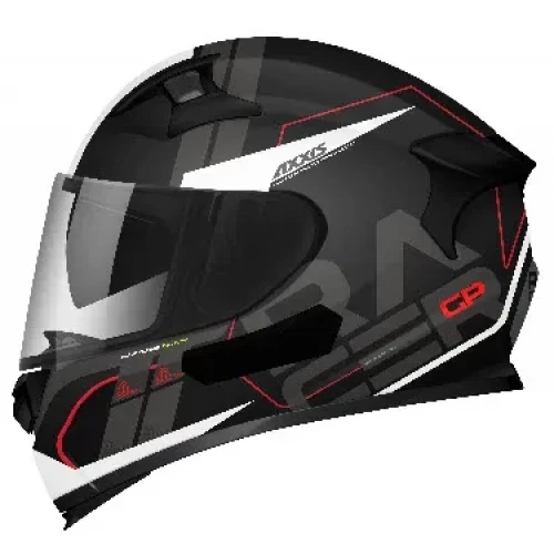 Axxis GP Racer Spike Sort/Hvit MC Hjelm