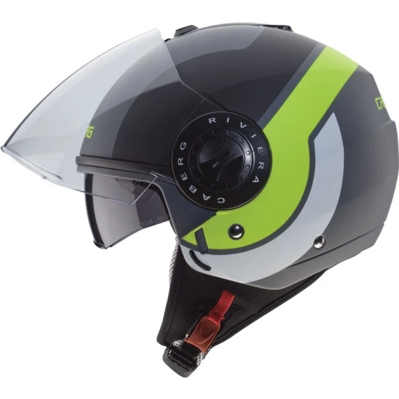 Caberg Riviera Sway Matt Grå/Sort/Gul, MC hjelm, halvhjelm