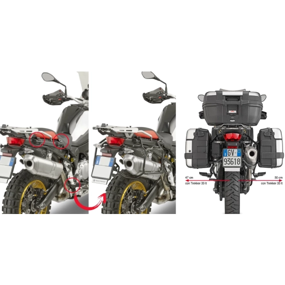 Givi Sideveskefester Monokey PLR5127 i stål med hurtigkobling BMW F 850 GS